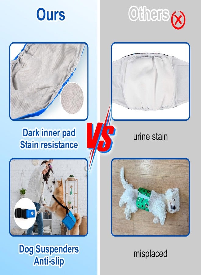 دونو أحزمة بطن قابلة للغسل من دونو للكلاب الذكور، عبوة من 3 قطع، حفاضات كلاب قابلة لإعادة الاستخدام، أغطية فائقة الامتصاص للكلاب والجراء الذكور، أزرق، أسود، رمادي، كبير - Image 4